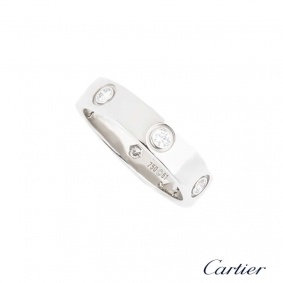 Cartier 18k White Gold Full Diamond Love Ring Size 61 B4026000